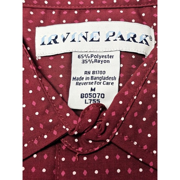 Irvine Park Mens LS Dress Shirt Sz M Burgandy Diamond/Dot Geometric 2017 NEW! - Picture 4 of 8